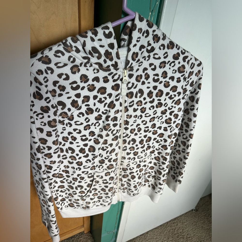 Leopard print Cat & Jack zip up hoodie size L (10-12)